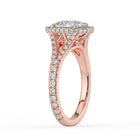 The Elara Ring - Elongated Cushion Orbital Halo with Split Pavé Band