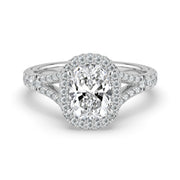 The Elara Ring – Elongated Cushion Orbital Halo with Split Pavé Band – The Jewel Concierge