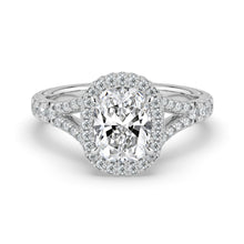 The Elara Ring - Elongated Cushion Orbital Halo with Split Pavé Band