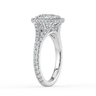 The Elara Ring - Elongated Cushion Orbital Halo with Split Pavé Band