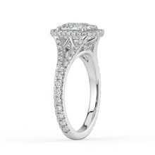The Elara Ring - Elongated Cushion Orbital Halo with Split Pavé Band