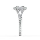 The Elara Ring - Elongated Cushion Orbital Halo with Split Pavé Band