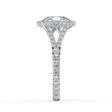 The Elara Ring - Elongated Cushion Orbital Halo with Split Pavé Band