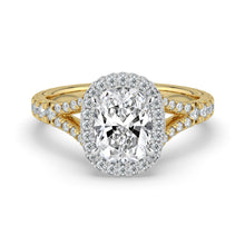 The Elara Ring - Elongated Cushion Orbital Halo with Split Pavé Band