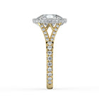 The Elara Ring - Elongated Cushion Orbital Halo with Split Pavé Band