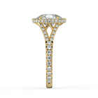 The Elara Ring - Elongated Cushion Orbital Halo with Split Pavé Band