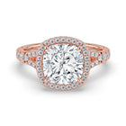 The Elara Ring - Cushion Orbital Halo with Split Pavé Band