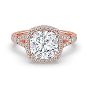 The Elara Ring – Cushion Orbital Halo with Split Pavé Band – The Jewel Concierge