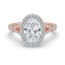 The Elara Ring - Oval Orbital Halo With Split Pavé Band