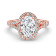 The Elara Ring — Oval Orbital Halo with Split Pavé Band Lab-Grown Diamond Engagement Ring in Rose Gold | The Jewel Concierge