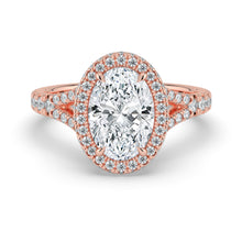 The Elara Ring - Oval Orbital Halo With Split Pavé Band