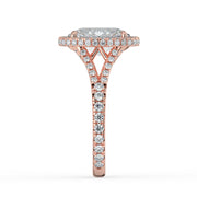 The Elara Ring — Oval Orbital Halo with Split Pavé Band Lab-Grown Diamond Engagement Ring in Rose Gold | The Jewel Concierge