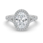The Elara Ring - Oval Orbital Halo With Split Pavé Band