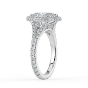 The Elara Ring — Oval Orbital Halo with Split Pavé Band Lab-Grown Diamond Engagement Ring in White Gold | The Jewel Concierge