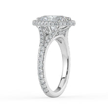 The Elara Ring - Oval Orbital Halo With Split Pavé Band