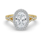 The Elara Ring - Oval Orbital Halo With Split Pavé Band