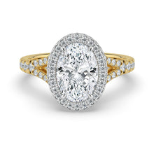 The Elara Ring - Oval Orbital Halo With Split Pavé Band