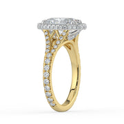 The Elara Ring — Oval Orbital Halo with Split Pavé Band Lab-Grown Diamond Engagement Ring in Two-Tone Yellow and White Gold | The Jewel Concierge