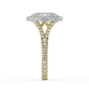 The Elara Ring — Oval Orbital Halo with Split Pavé Band Lab-Grown Diamond Engagement Ring in Two-Tone Yellow and White Gold | The Jewel Concierge