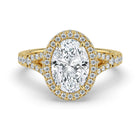 The Elara Ring - Oval Orbital Halo With Split Pavé Band