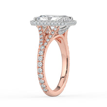 The Elara Ring - Radiant Orbital Halo with Split Pavé Band