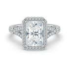 The Elara Ring - Radiant Orbital Halo with Split Pavé Band