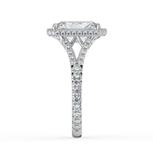 The Elara Ring - Radiant Orbital Halo with Split Pavé Band