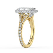The Elara Ring – Radiant Orbital Halo with Split Pavé Band in Platinum – The Jewel Concierge