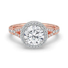 The Elara Ring - Round Orbital Halo with Split Pavé Band
