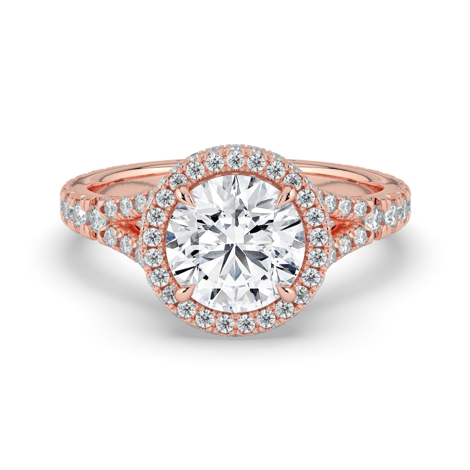 The Elara Ring - Round Orbital Halo with Split Pavé Band