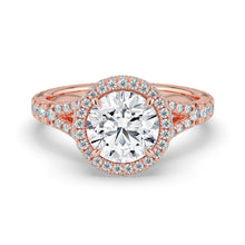 The Elara Ring - Round Orbital Halo with Split Pavé Band