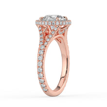 The Elara Ring - Round Orbital Halo with Split Pavé Band