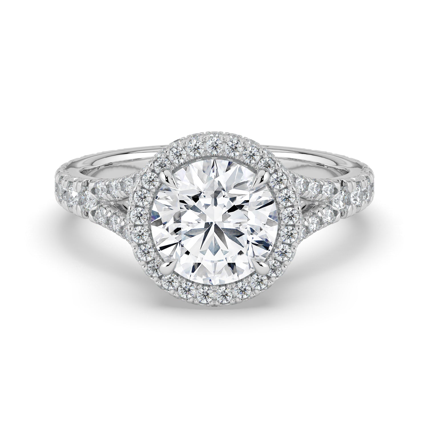 The Elara Ring - Round Orbital Halo with Split Pavé Band