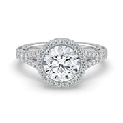 The Elara Ring – Round Orbital Halo with Split Pavé Band – The Jewel Concierge