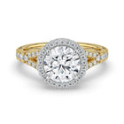 The Elara Ring - Round Orbital Halo with Split Pavé Band