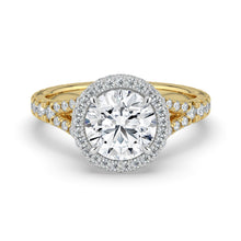 The Elara Ring - Round Orbital Halo with Split Pavé Band