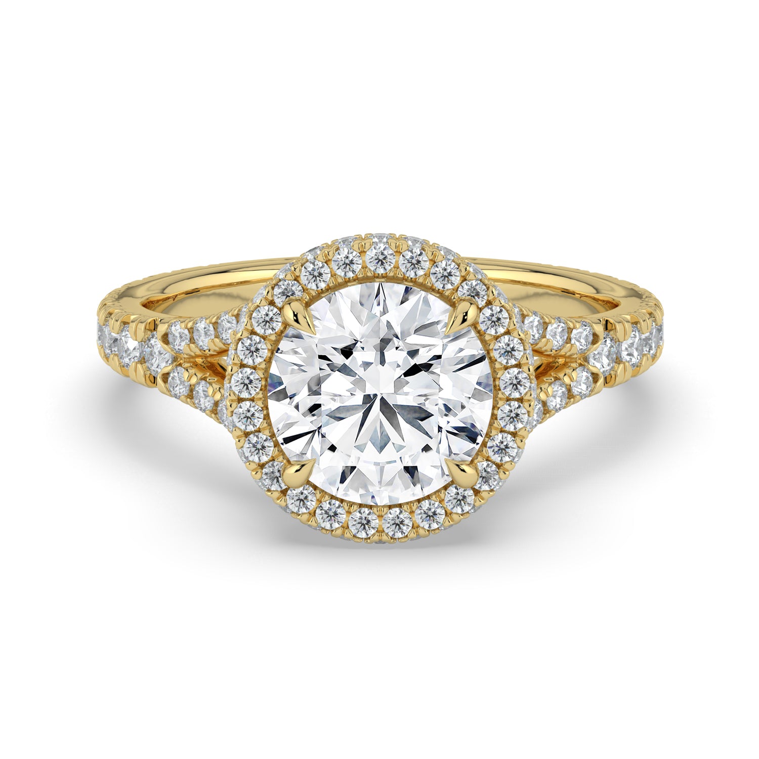 The Elara Ring - Round Orbital Halo with Split Pavé Band