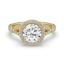 The Elara Ring - Round Orbital Halo with Split Pavé Band