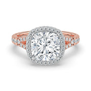 The Elara Ring – Cushion Orbital Halo with Split Pavé Band – The Jewel Concierge