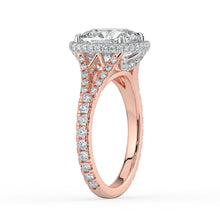 The Elara Ring - Cushion Orbital Halo with Split Pavé Band