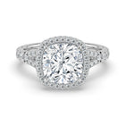 The Elara Ring - Cushion Orbital Halo with Split Pavé Band
