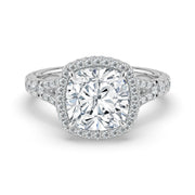 The Elara Ring – Cushion Orbital Halo with Split Pavé Band – The Jewel Concierge