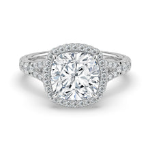 The Elara Ring - Cushion Orbital Halo with Split Pavé Band