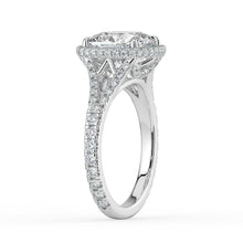 The Elara Ring - Cushion Orbital Halo with Split Pavé Band
