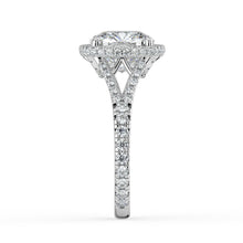 The Elara Ring - Cushion Orbital Halo with Split Pavé Band