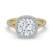 The Elara Ring – Cushion Orbital Halo with Split Pavé Band – The Jewel Concierge