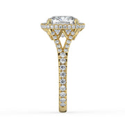 The Elara Ring – Cushion Orbital Halo with Split Pavé Band in 14K Rose Gold – The Jewel Concierge