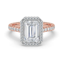 The Gemma Ring - Emerald Orbital Halo Cathedral with Pavé Band
