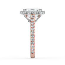 The Gemma Ring - Emerald Orbital Halo Cathedral with Pavé Band