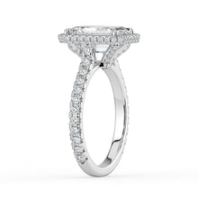 The Gemma Ring - Emerald Orbital Halo Cathedral with Pavé Band